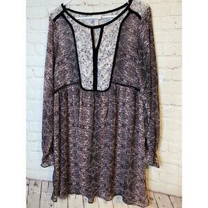 Knox Rose Black and Pink Patterned Long Sleeve Dress